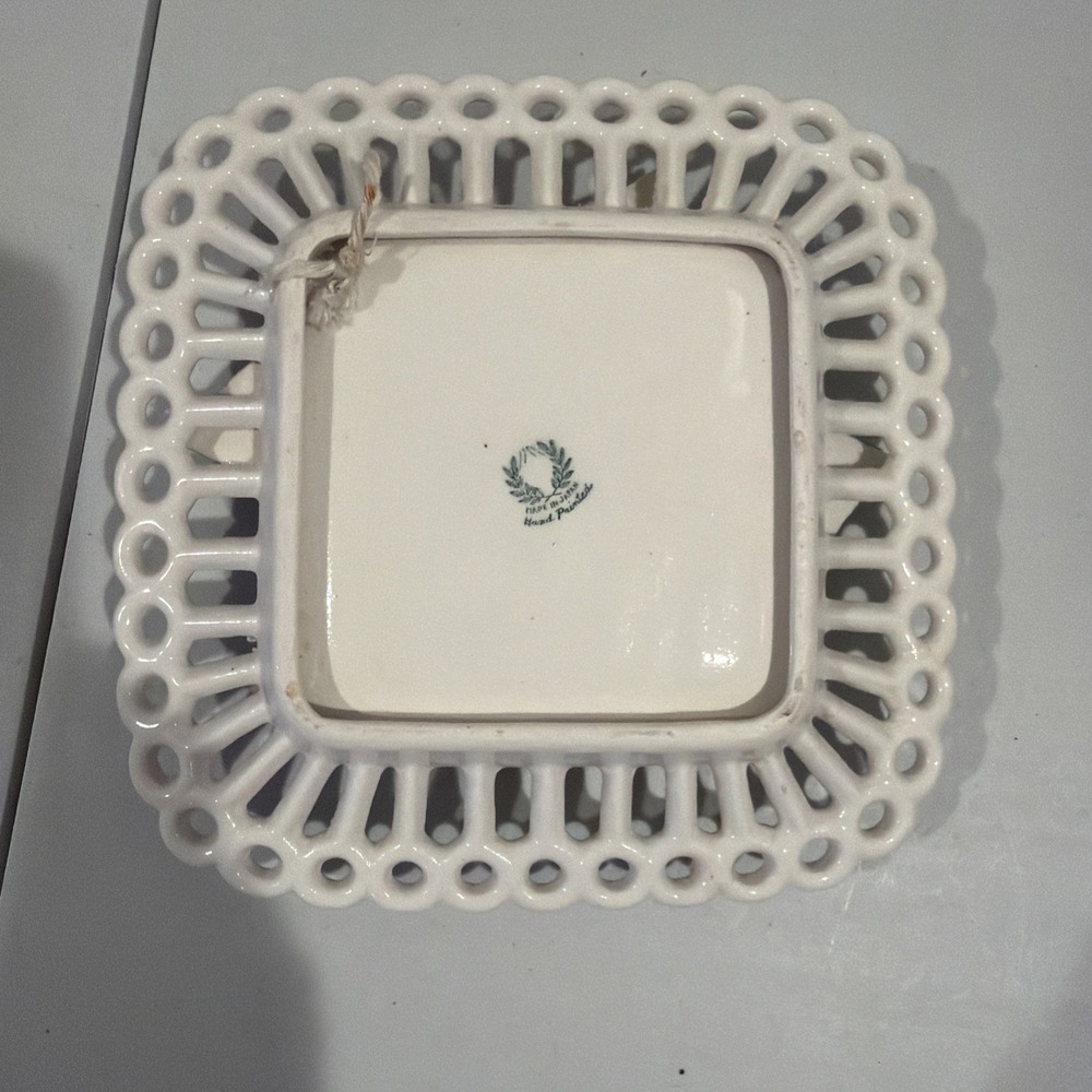 Vtg MCM Hand Painted 3D Floral Flower Porcelain Wall‎ Decor. Made In Japan - Picture 6 of 11